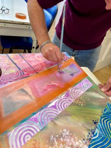 A service user painting