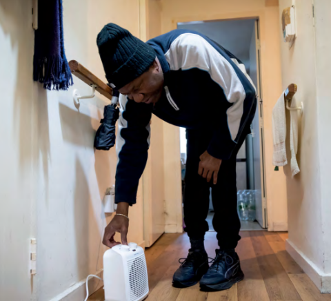 Man and heater