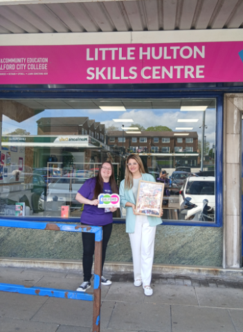 Jodie outside LIttle Hulton Skills Centre