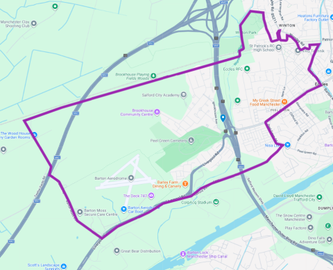 Pride in Brookhouse and Peel Green boundary map - click to zoom in