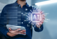A man using AI software on his Tablet