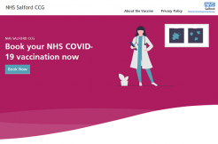 Screenshot of Salford Vaccination Booking service website