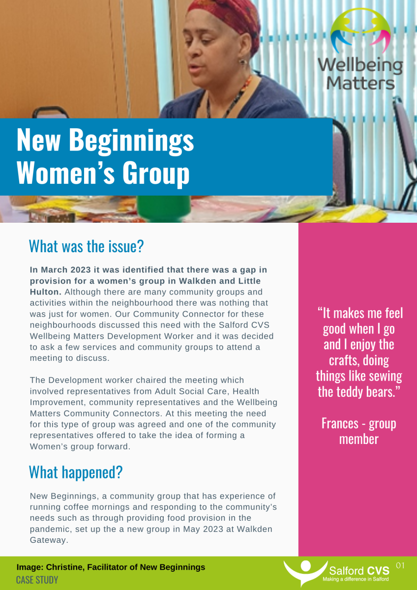 New Beginnings case study - click for pdf